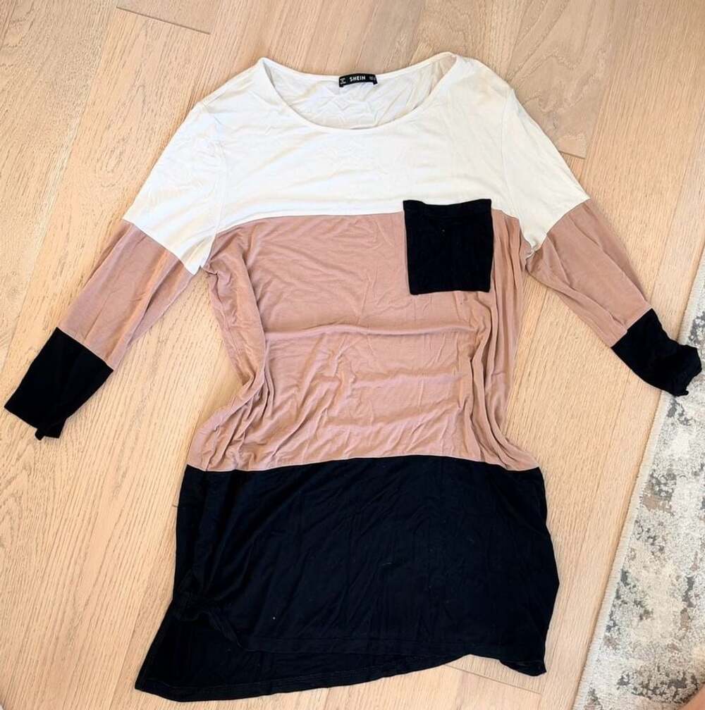 SHEIN Colorblock 3/4 Sleeve T-Shirt Dress